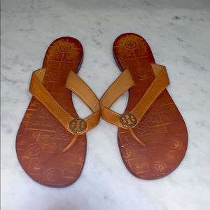 Tan Tory Burch Leather Flip Flop-Sz 8